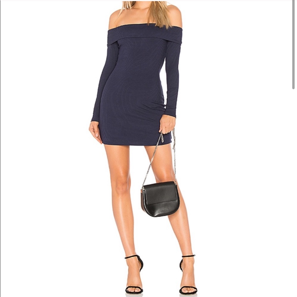 NWT Privacy Please off the shoulder dress in navy
